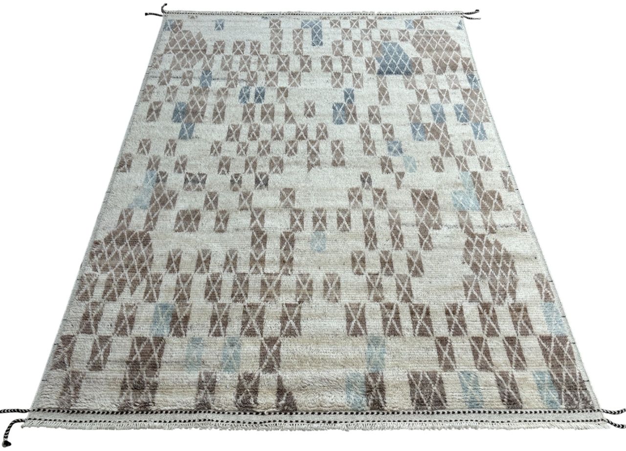 275x365 Cm Hand Knotted Moroccan Design Rug. 100% Wool. Vintage Handmade Beni Ourain Carpet photo furniture