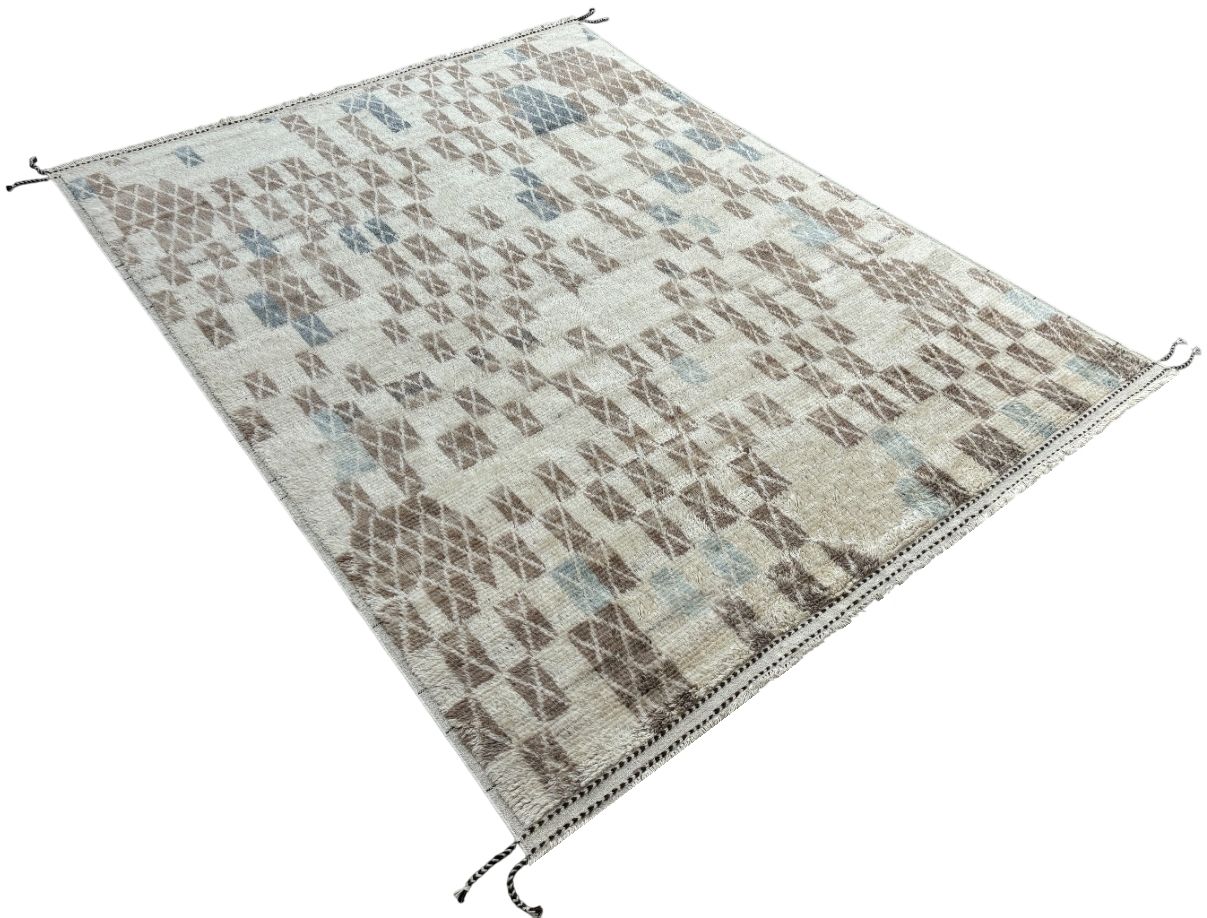 275x365 Cm Hand Knotted Moroccan Design Rug. 100% Wool. Vintage Handmade Beni Ourain Carpet photo vinterior