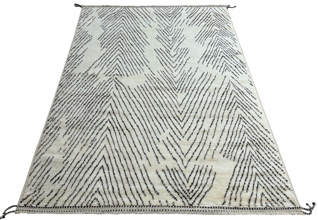 275x365 Cm Vintage Hand Knotted Moroccan Design Rug. 100% Natural Wool. Handmade Beni Ourain Carpet photo 1915.0
