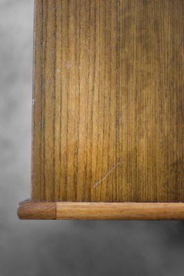 photo for sale Vintage Danish Modern Teak Thread Side Table With Wicker Basket, 1960s