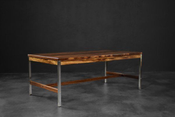 photo furniture Large Vintage Swedish Rosewood And Aluminum Coffee Table From Hmb Möbler Rörvik, 1960s