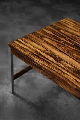 photo vintage Large Vintage Swedish Rosewood And Aluminum Coffee Table From Hmb Möbler Rörvik, 1960s