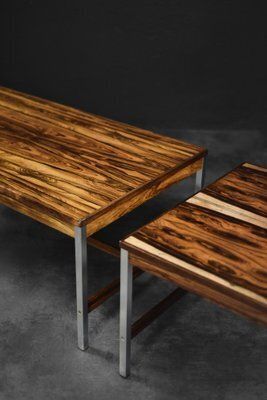 Mid Century Modern Swedish Square Rosewood And Aluminum Coffee Table From Hmb Möbler Rörvik, 1960s photo 1294.0