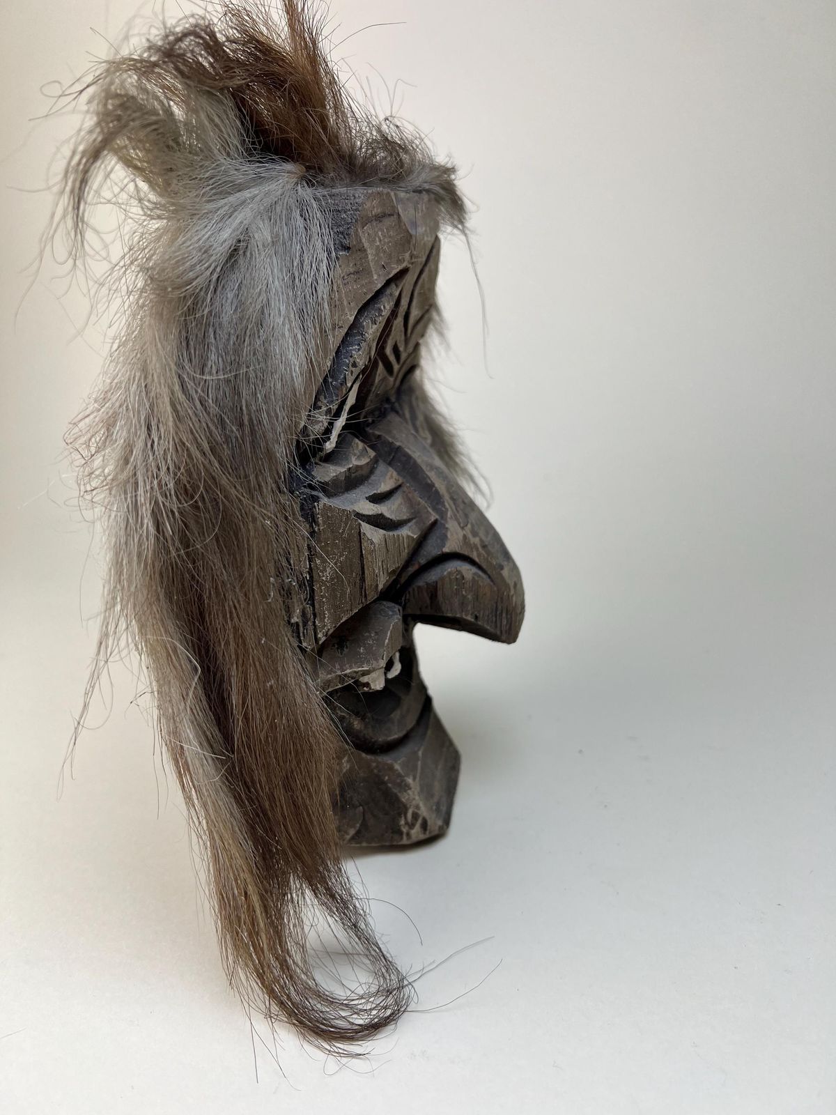Wood Folk Wall Mask, Traditional Wall Mask From Switzerland, Handmade Rustic Decor photo for sale