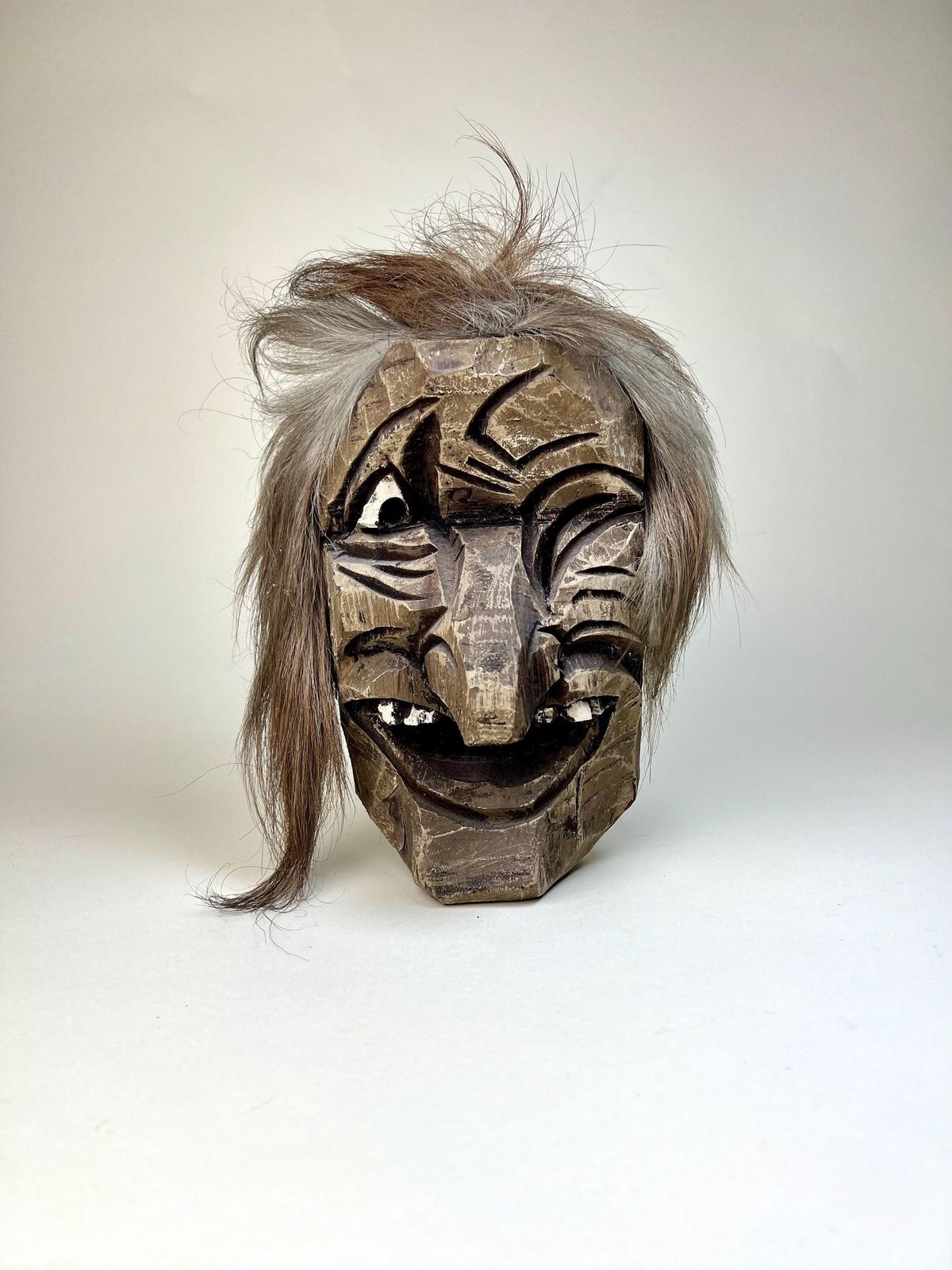 Wood Folk Wall Mask, Traditional Wall Mask From Switzerland, Handmade Rustic Decor photo Art