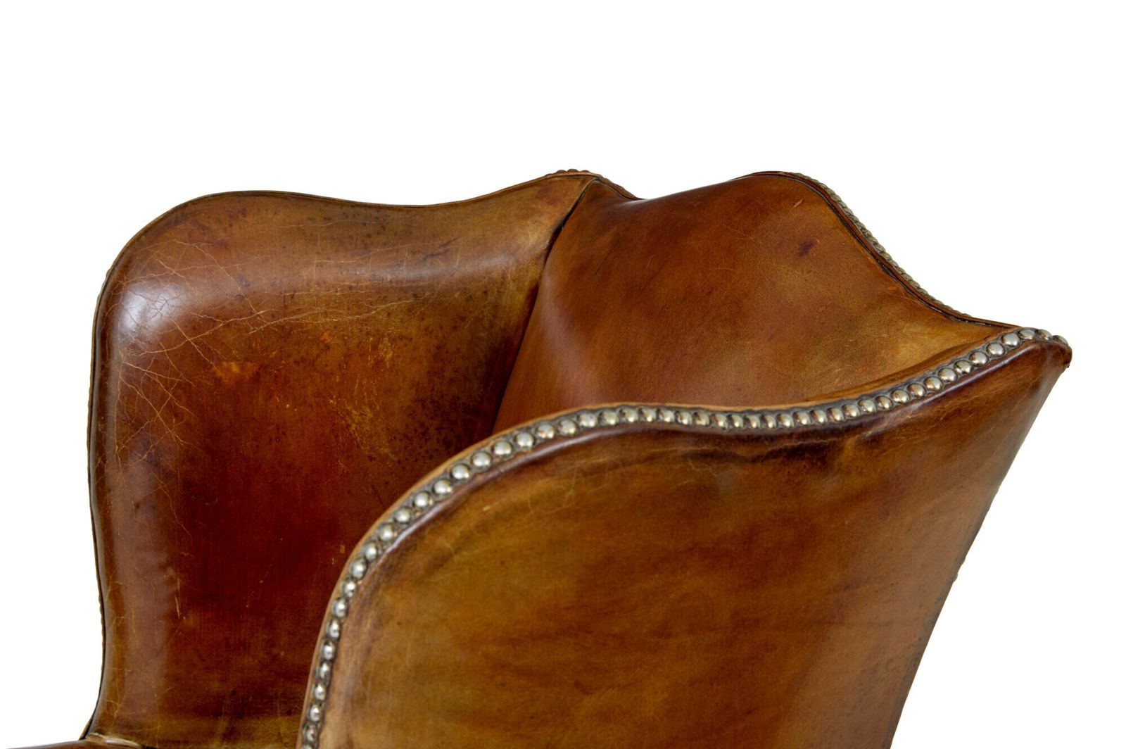 Early 20th Century Tan Leather Wing Back Armchair photo buy