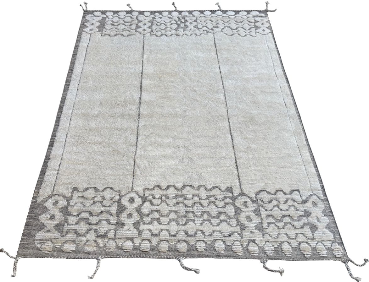 275x365 Cm Vintage Hand Knotted Moroccan Design Rug. Handmade Beni Ourain Carpet. 100% Natural Wool photo furniture