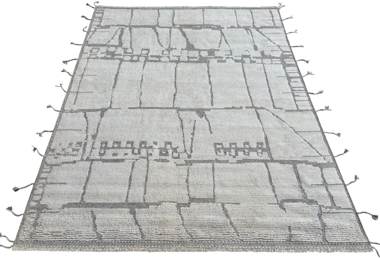 275x365 Cm Vintage Hand Knotted Moroccan Design Rug. Handmade Beni Ourain Carpet. 100% Natural Wool photo 1915.0