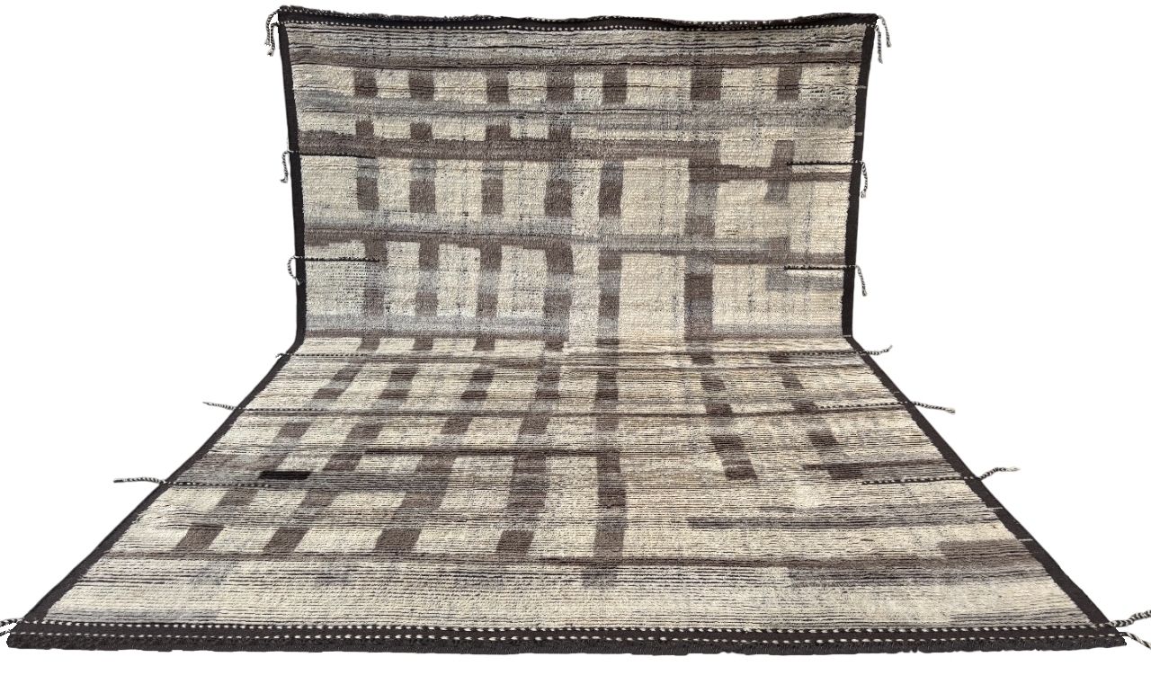 275x365 Cm Vintage Hand Knotted Moroccan Design Rug. Handmade Beni Ourain Carpet. 100% Natural Wool photo Textiles