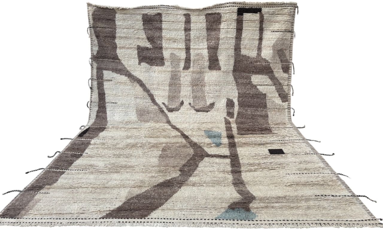 275x365 Cm Vintage Hand Knotted Moroccan Design Rug. Handmade Beni Ourain Carpet. 100% Natural Wool photo 1915.0
