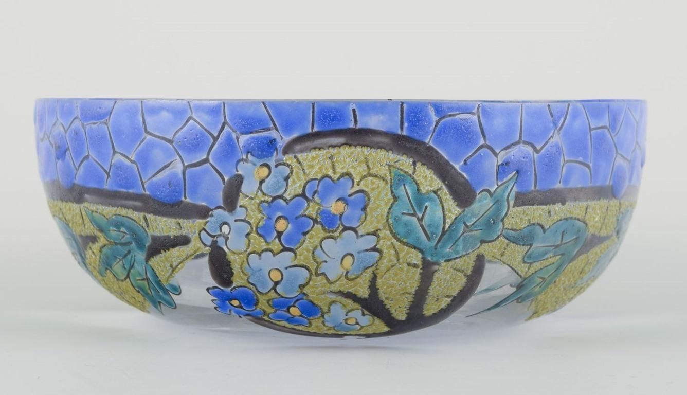 Adrien Mazoyer, French Glass Artist For Moulins, France. Art Deco Bowl photo for sale
