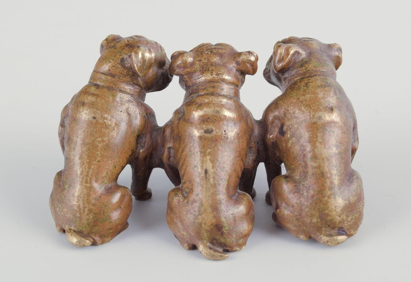 Wienerbronze, Austria. Miniature Art Deco Sculpture Of Three English Bulldogs. photo 482.0