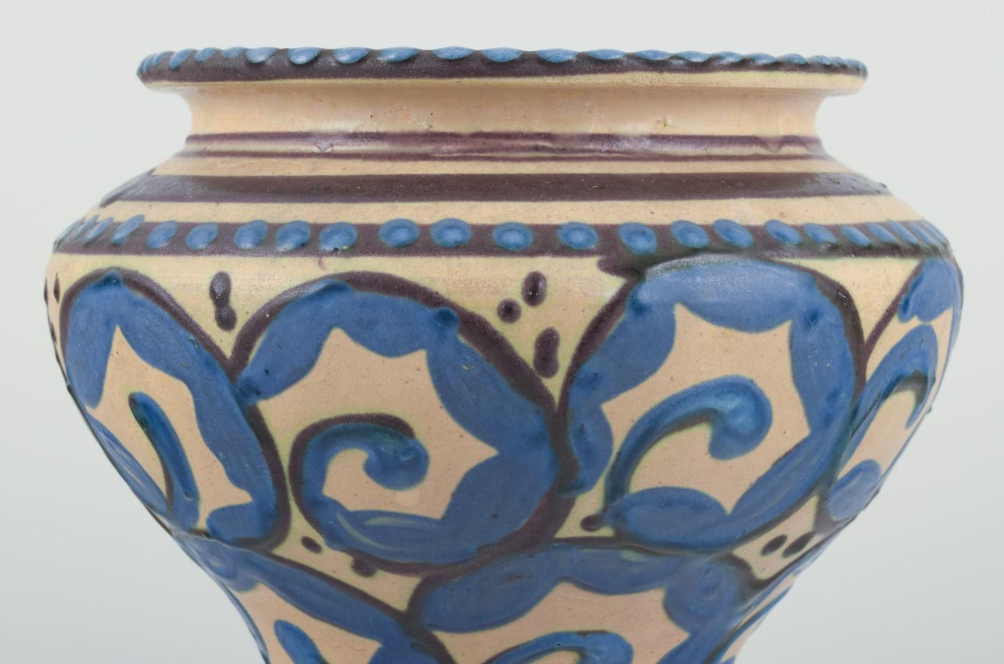 Kähler, Denmark. Ceramic Vase In Cow Horn Technique. photo Home Decor