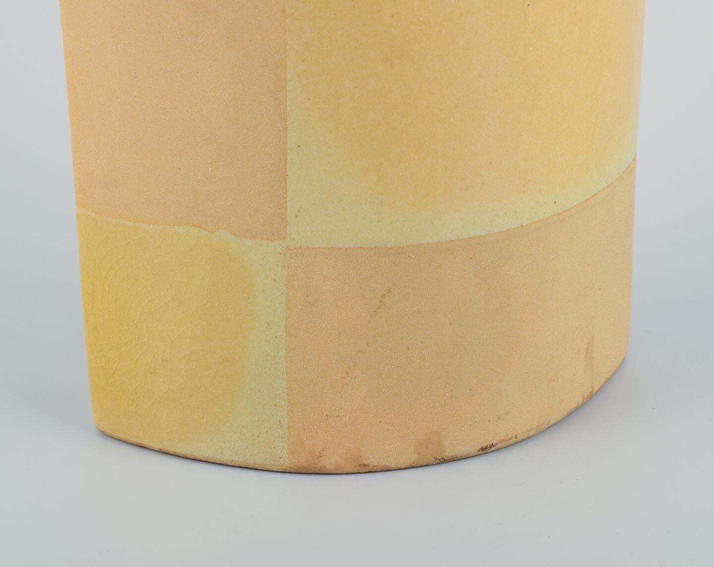 European Studio Ceramicist. Ceramic Vase With Yellow Glaze. 1980s photo 241.0