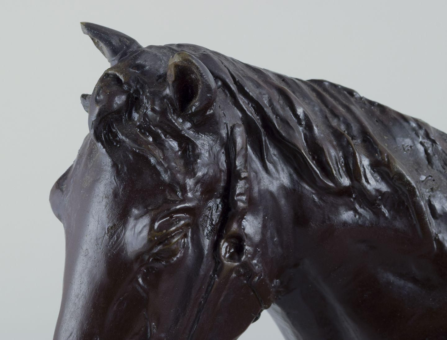 Unknown Sculptor. Large Sculpture In The Shape Of A Horse On A Plinth. photo Art