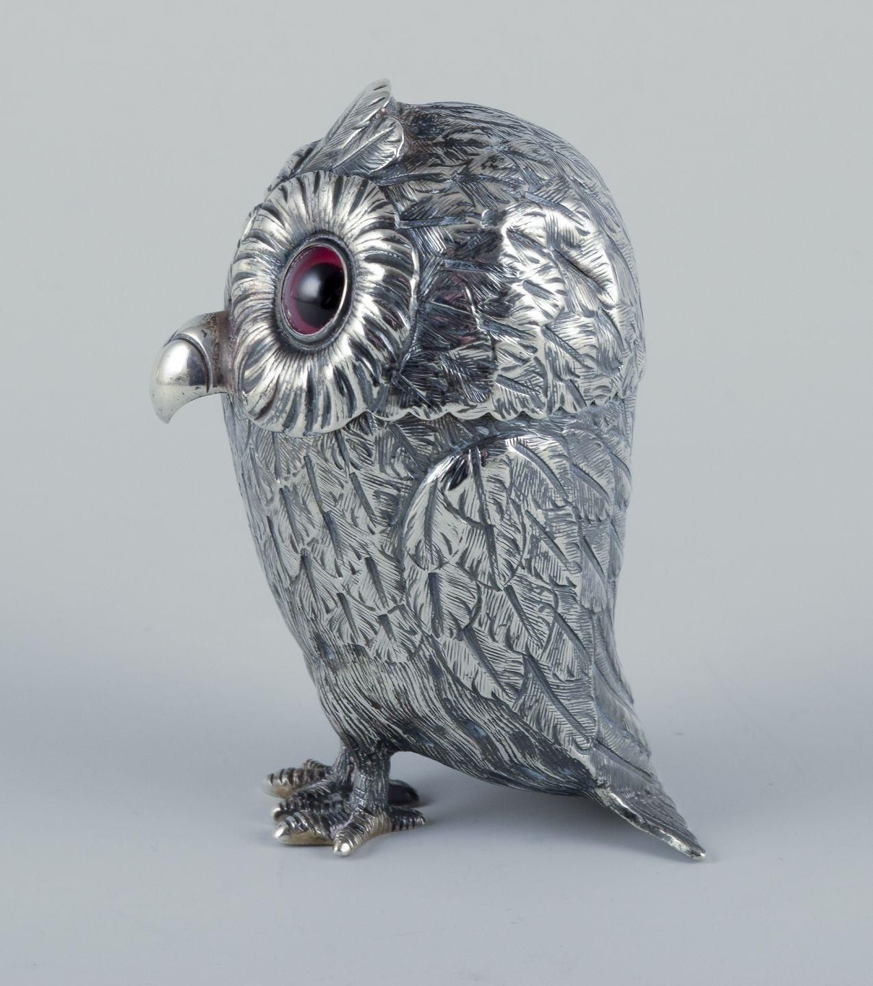 Edward Charles Brown. Rare Mustard Jar In The Shape Of An Owl. photo for sale
