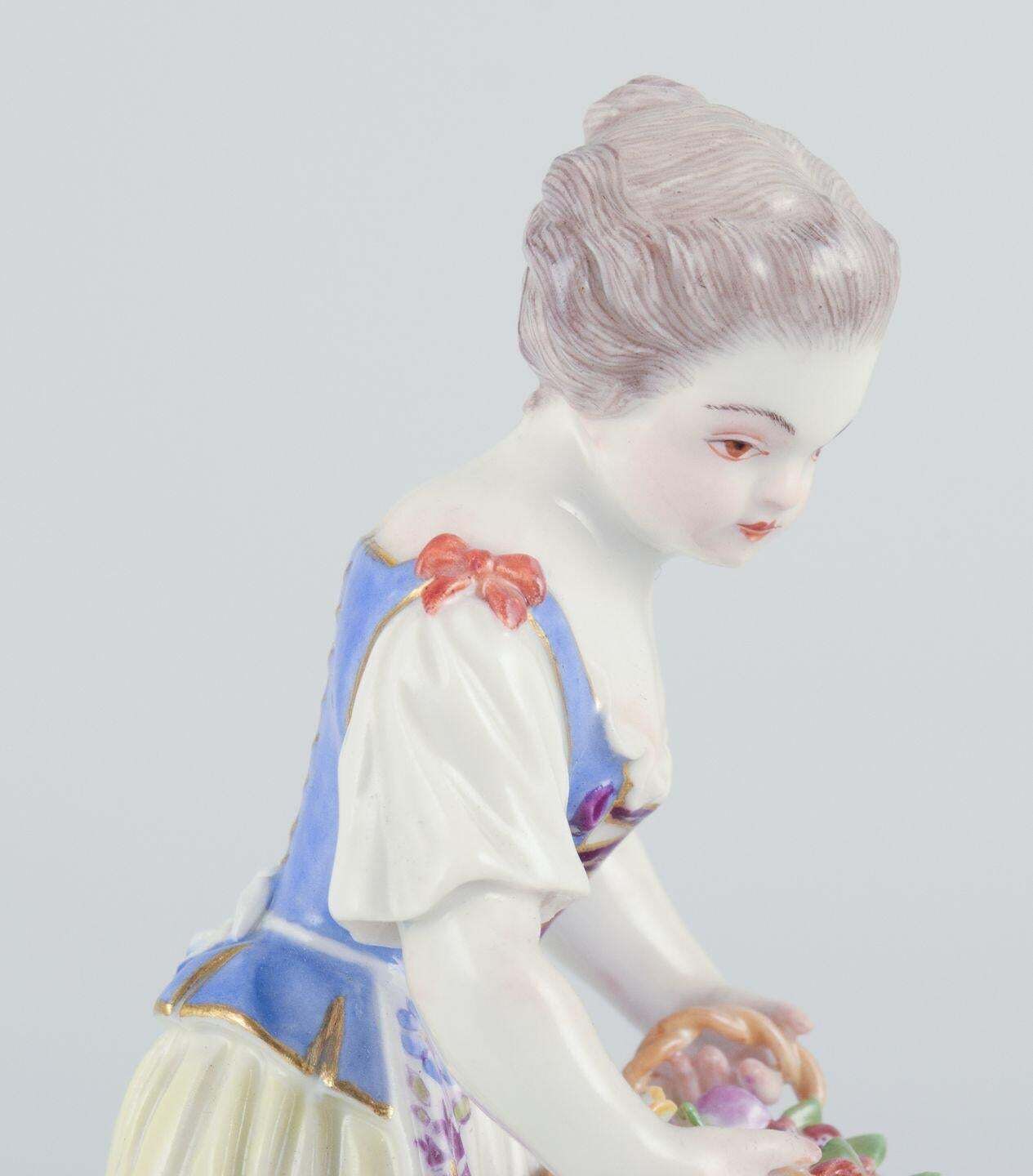 Meissen, Germany. Porcelain Figurine Of Girl With Basket. Ca 1900 photo for sale