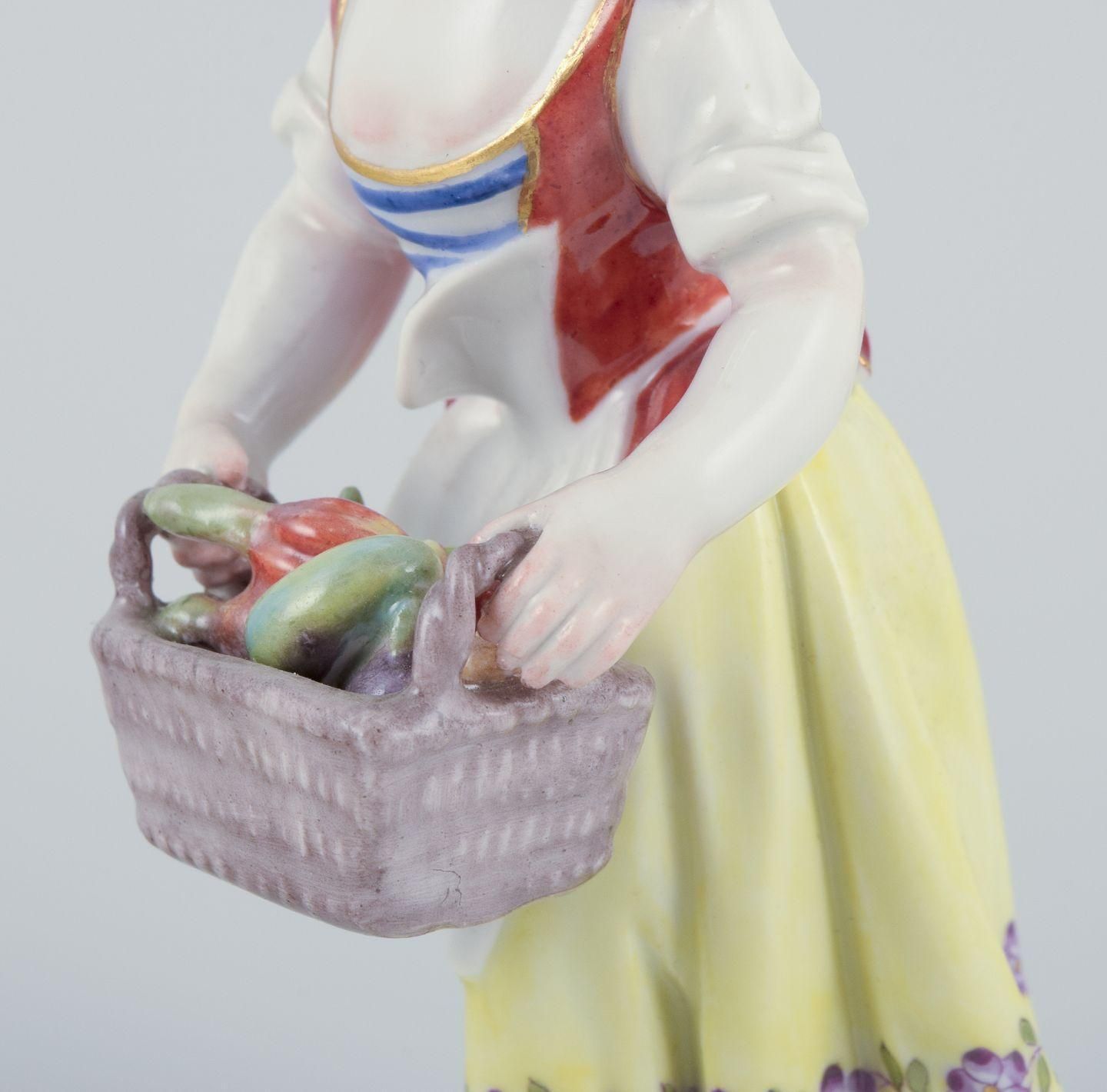 Meissen, Germany. Porcelain Figurine Of Girl With Basket. Ca 1900 photo 527.0
