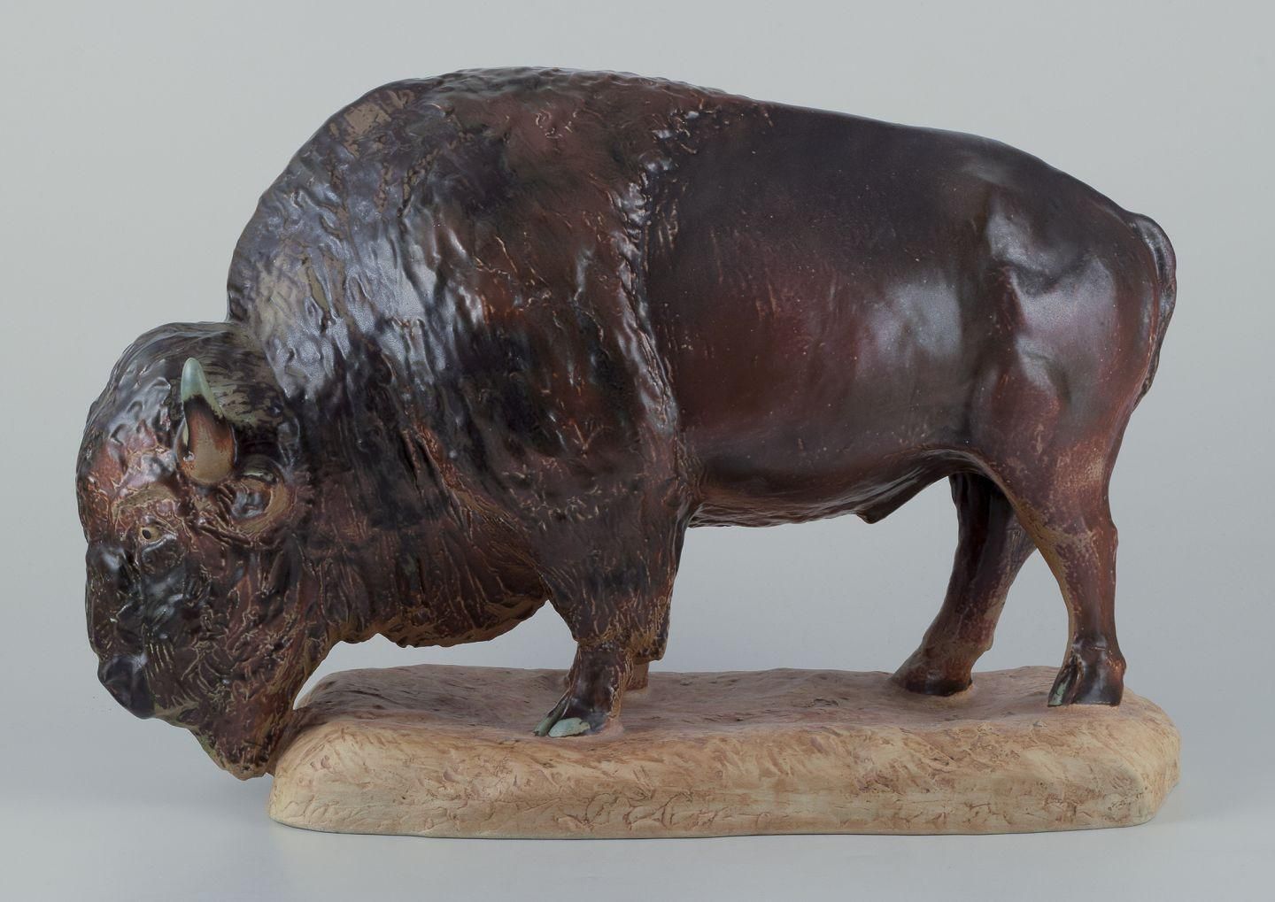 Kuno Norvark For Bing And Grondahl. Colossal And Rare Figurine Of A Bison. photo furniture