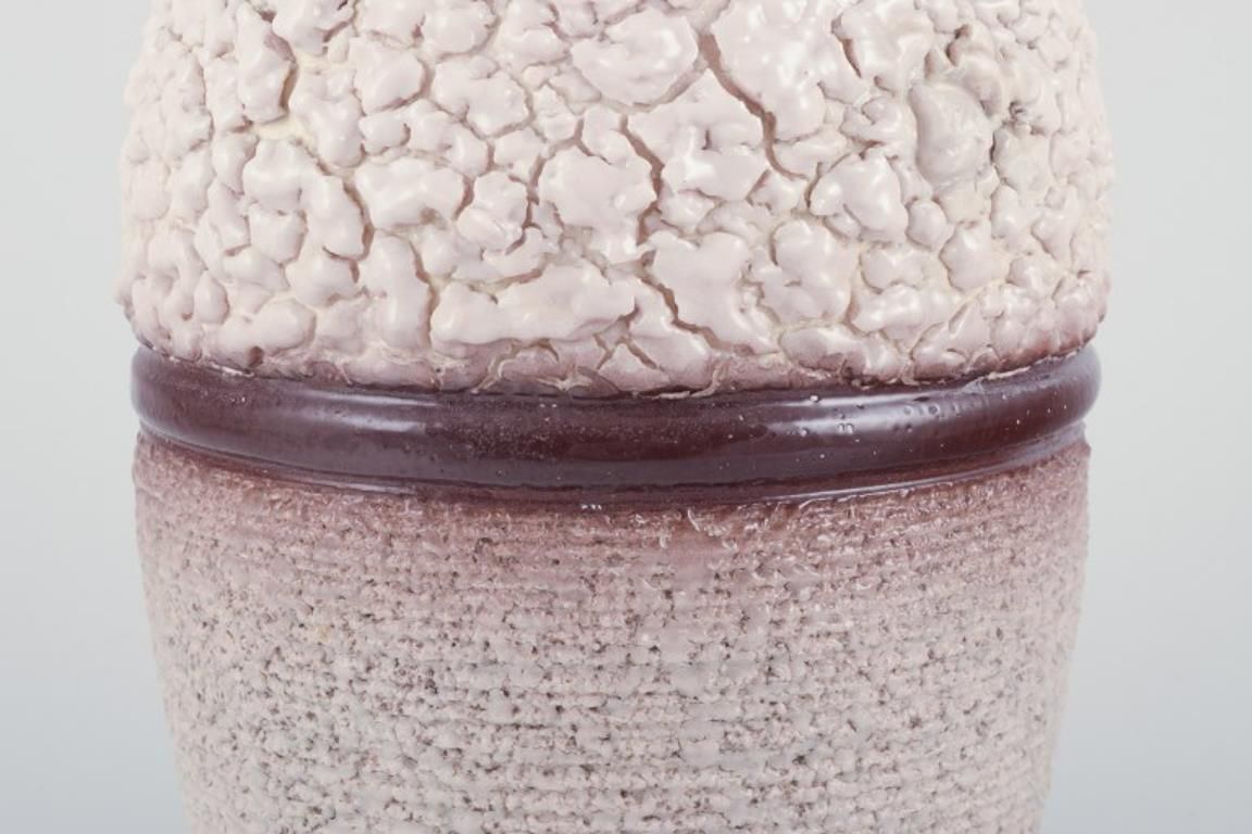 French Ceramicist. Ceramic Vase. Lava Glaze In Light And Brown Colours. photo for sale