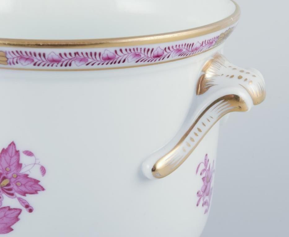 Herend, Hungary. "Apponyi" Flowerpot With Purple Floral Motifs. photo for sale