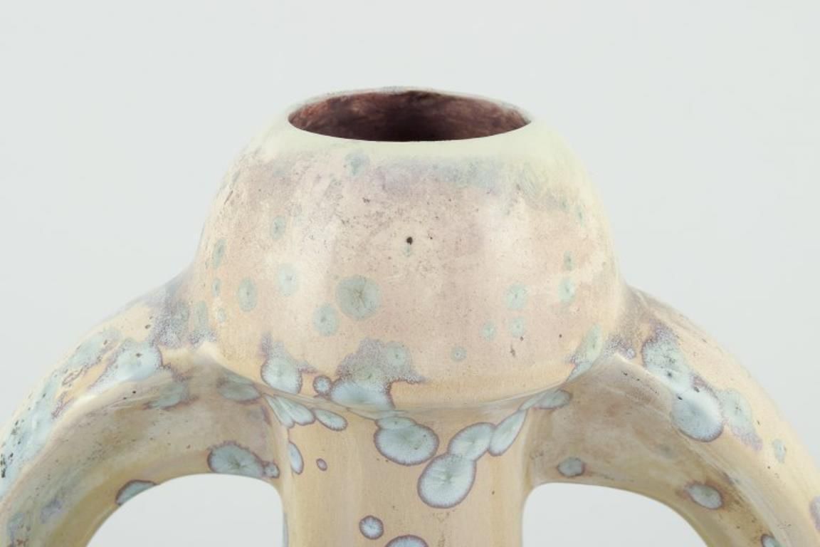 Desvres Fourmaintraux Delassus, France. Art Nouveau Ceramic Vase With Handles. photo furniture