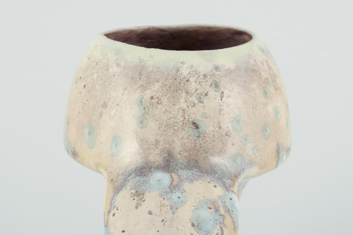 Desvres Fourmaintraux Delassus, France. Art Nouveau Ceramic Vase With Handles. photo buy