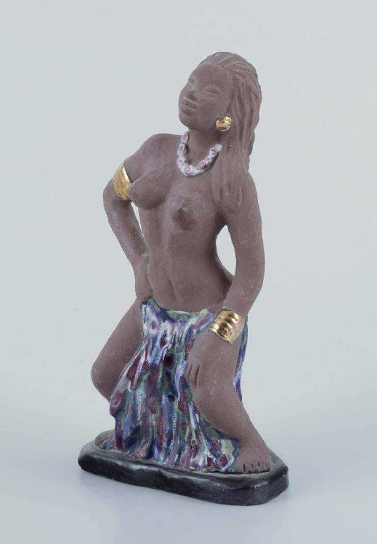 Bengt Wall, Sweden. Figurine Of A Bali Girl. Raw And Glazed Ceramic photo for sale