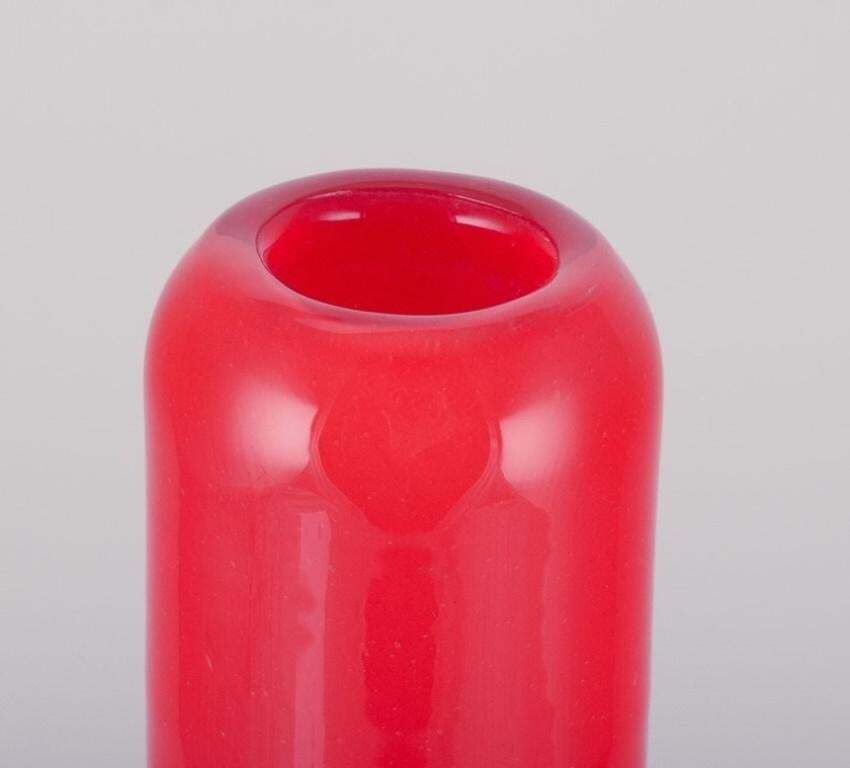 Henry Dean, Belgian Glass Artist. Tall And Slender Art Glass Vase. Orange Glass. photo Home Decor