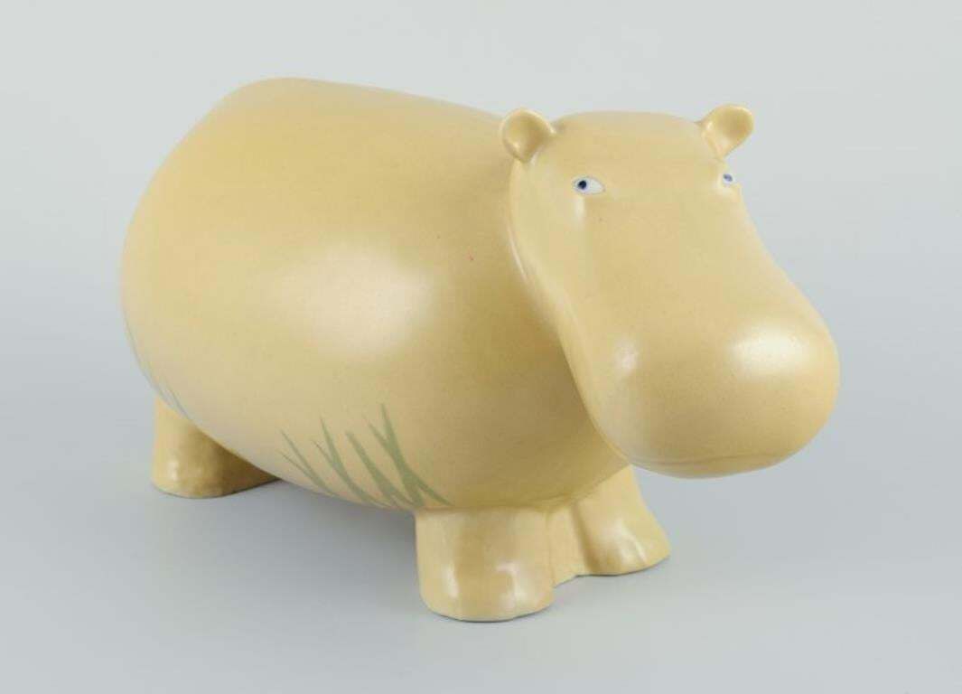 Marianne Gunnemark For Höganäs. Very Large And Rare Ceramic Figurine Of Hippo photo for sale