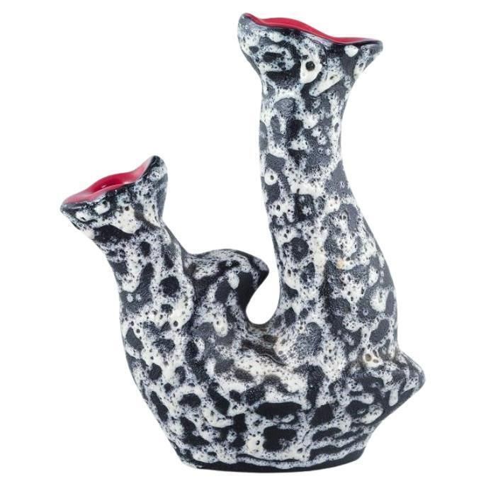Vallauris, France. Ceramic Vase In Surrealist Style. Raku Fired Glaze.