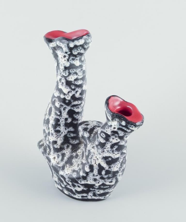 Vallauris, France. Ceramic Vase In Surrealist Style. Raku Fired Glaze. photo for sale