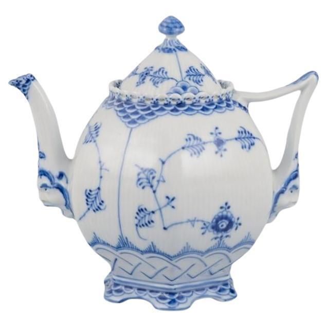 Royal Copenhagen Blue Fluted Full Lace. Large Porcelain Teapot.