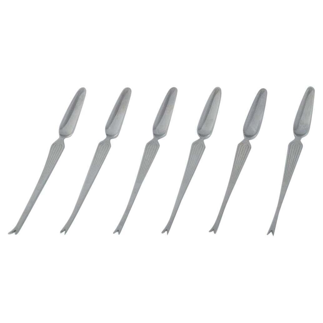 Kaj Franck For Hackman. Set Of Six "Scandia" Lobster Forks In Stainless Steel