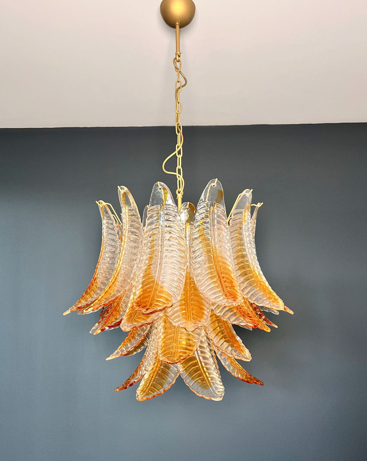 Italian Murano Six Tier  Felci Glass Chandelier   36 Amber Stain Glasses photo 1035.0