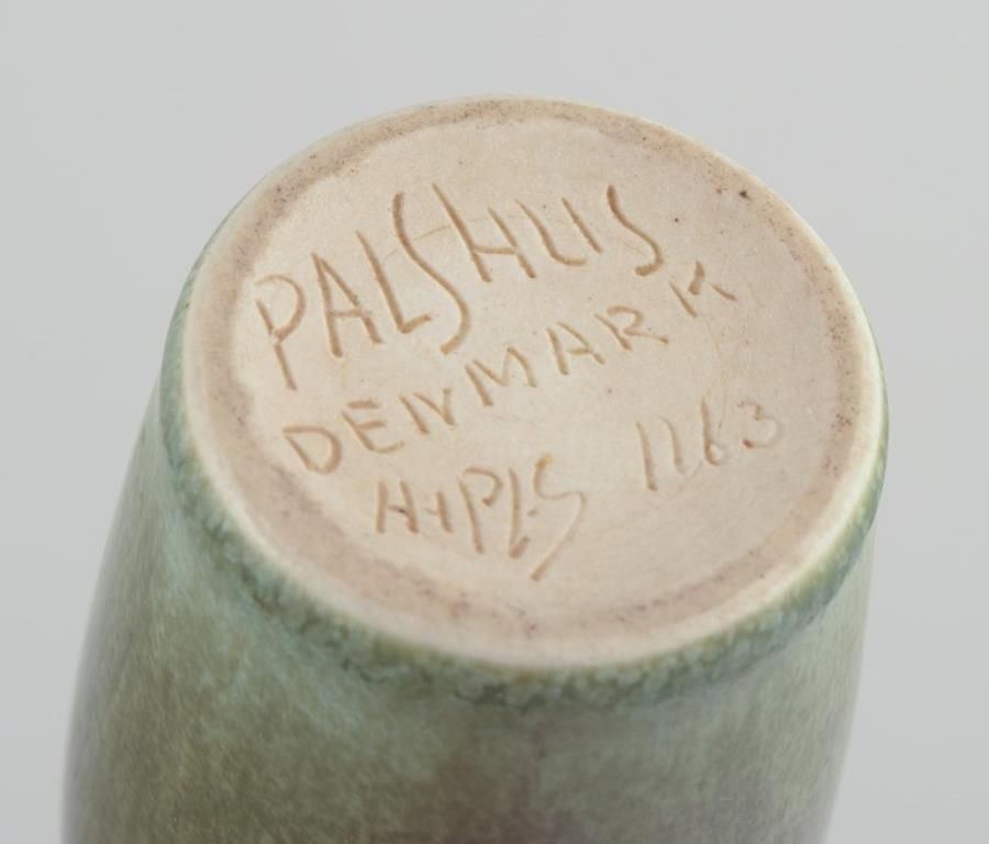Per Linnemann Schmidt For Palshus. Ceramic Vase In Olive Green Hare Fur Glaze. photo vinterior