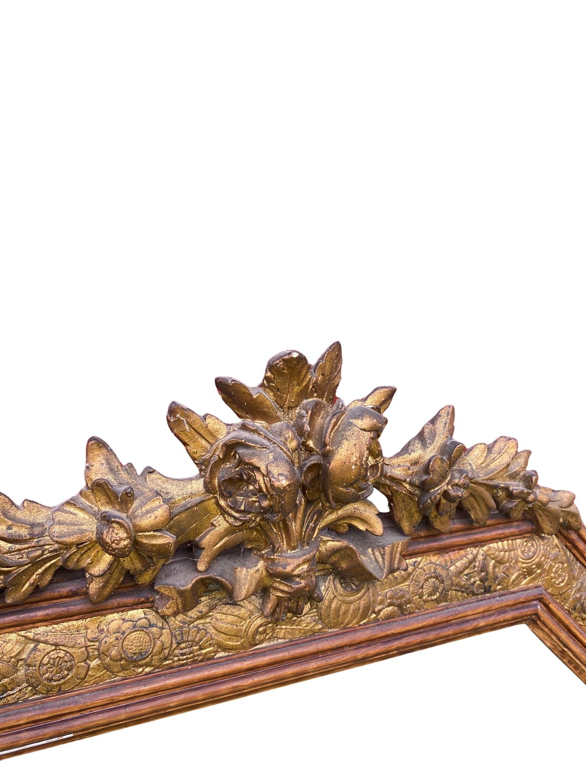 Large Gilded Wood Mirror, Louis XVI   Art Nouveau Transition Style, Bevelled Glass, Late 19th Century photo vinterior