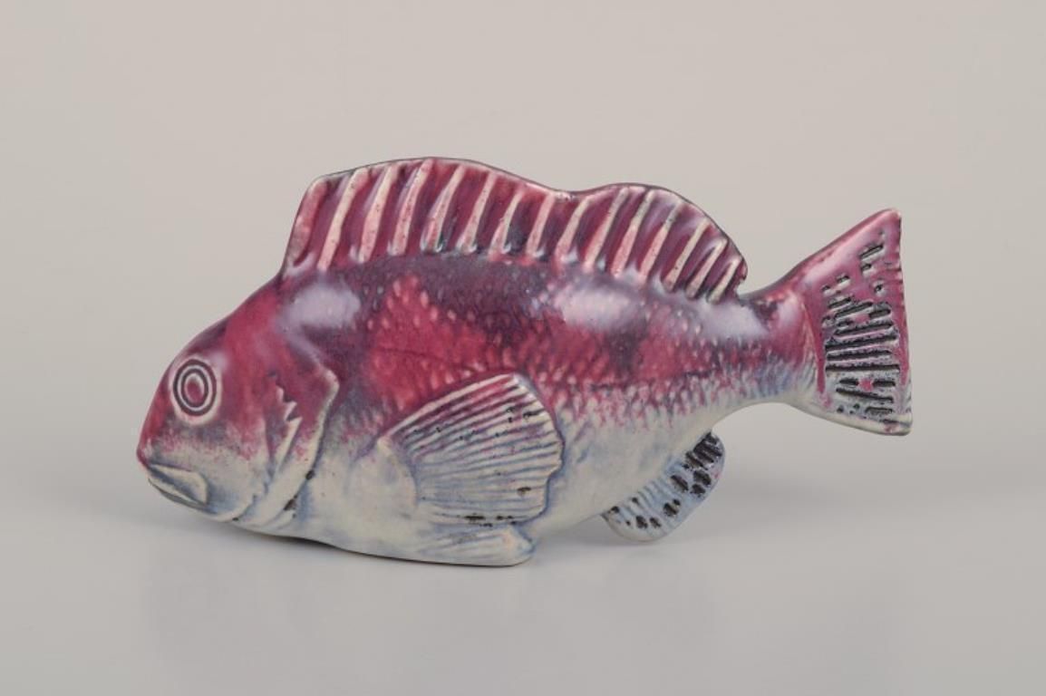 Sven Wejsfelt For Gustavsberg. Unique "Stim" Fish In Glazed Ceramics. photo furniture