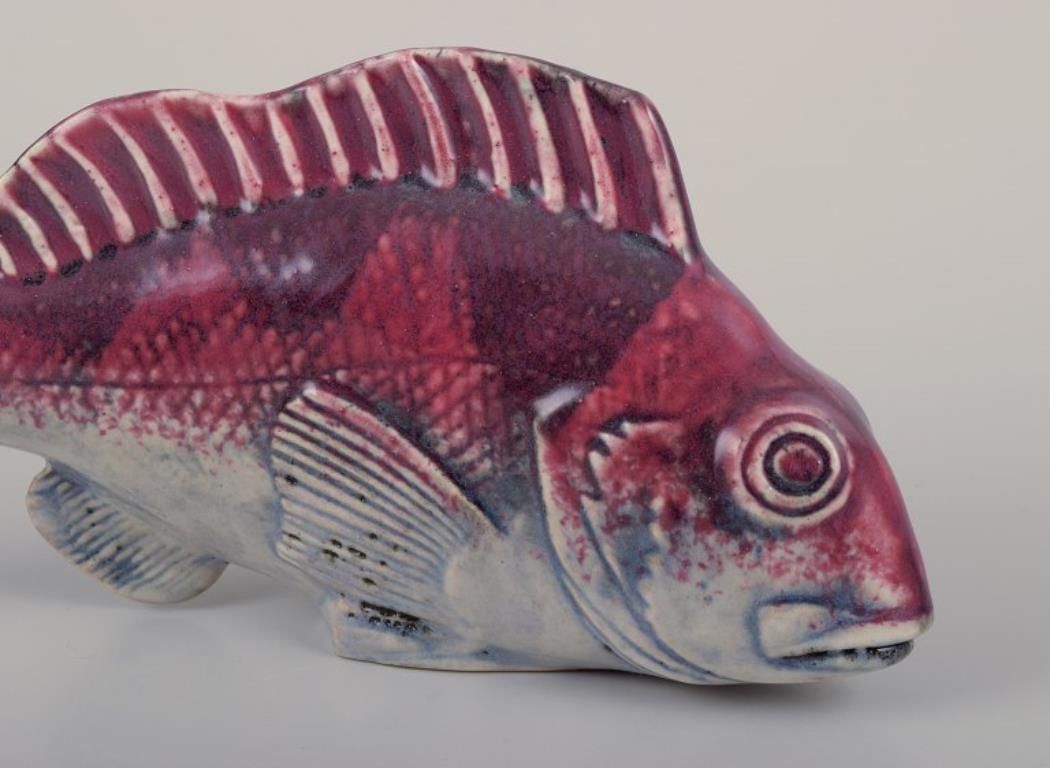Sven Wejsfelt For Gustavsberg. Unique "Stim" Fish In Glazed Ceramics. photo Art