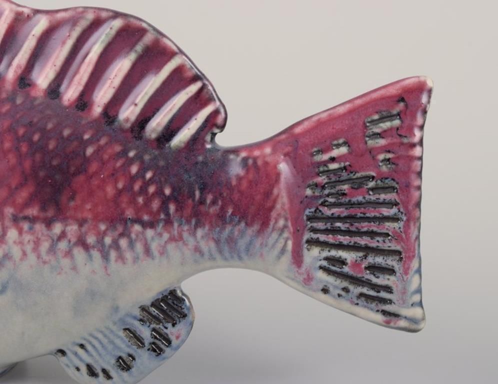 Sven Wejsfelt For Gustavsberg. Unique "Stim" Fish In Glazed Ceramics. photo vinterior
