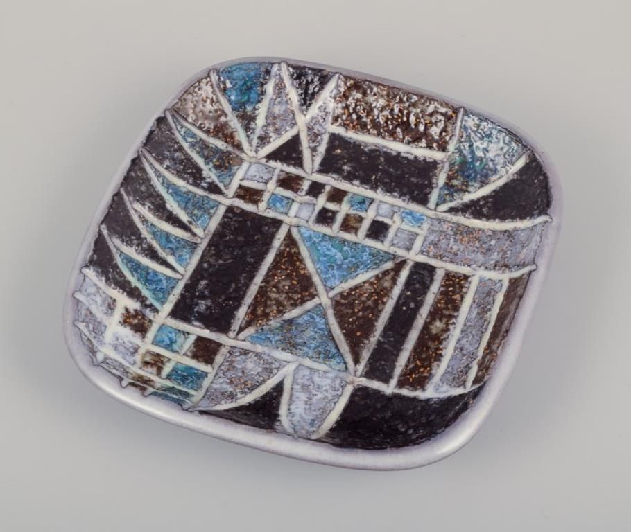 Ingrid Atterberg For Upsala Ekeby, Sweden. Ceramic "Tri" Dish. Geometric Pattern photo furniture