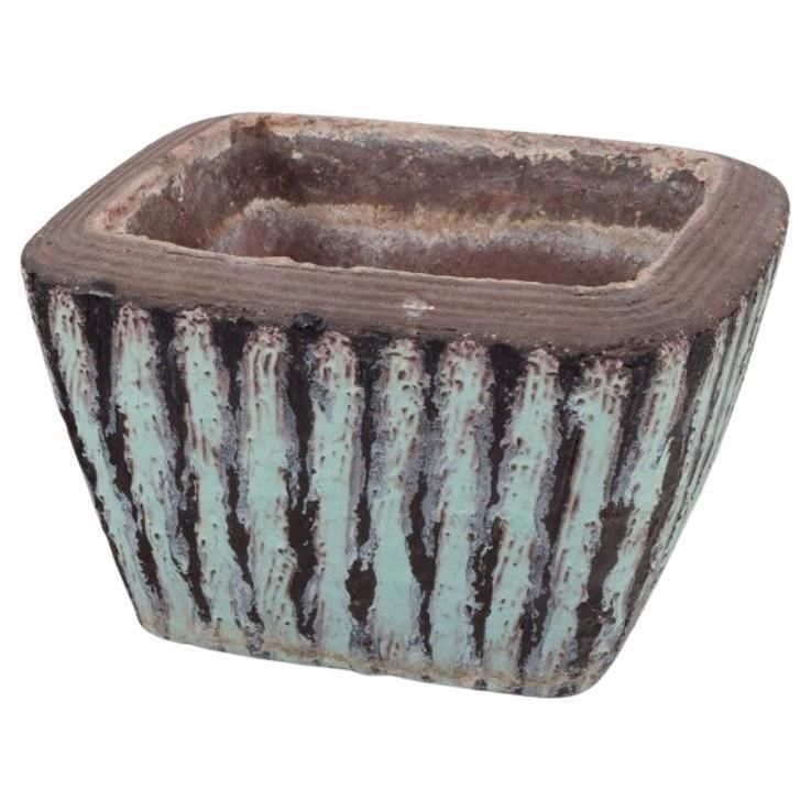 Hjördis Oldfors For Upsala Ekeby. Rare Flower Pot With Stripes.