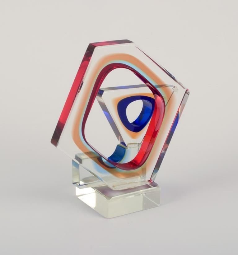 Tiozzo & Ferro For Murano. Cubist Sculpture In Art Glass. Dated 1970 photo furniture