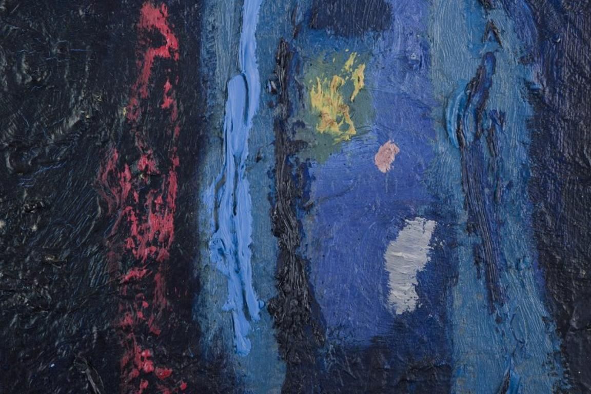 Oskar Stark, German Artist. Oil On Board.  Abstract Composition. "Rising Blue" photo 452.0