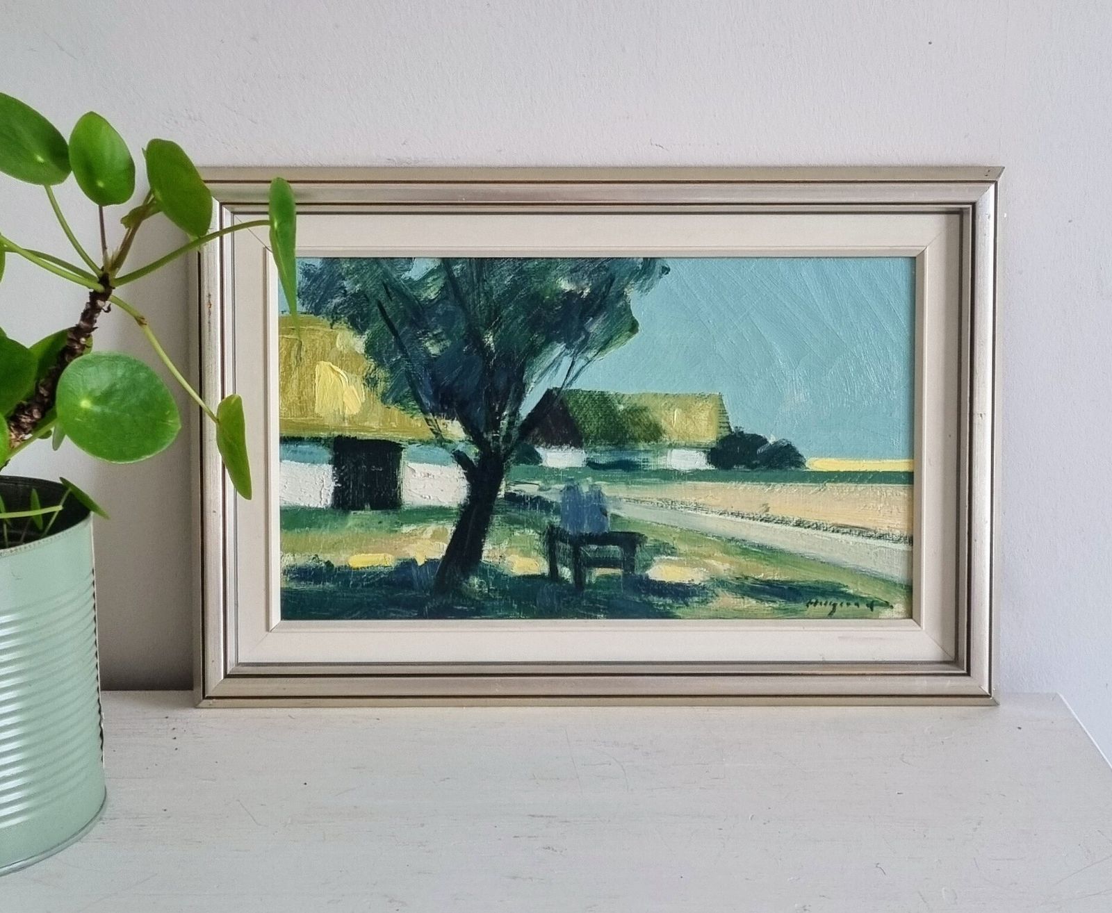 Original Vintage Swedish Mid Century Landscape  Farmyard  Bengt Hillgrund (1935 1981) photo buy