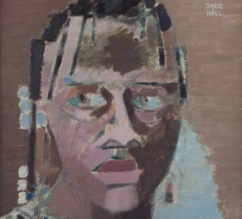 Folke Skoghäll, Listed Swedish Artist. Oil On Canvas. Portrait Of A Woman. photo for sale