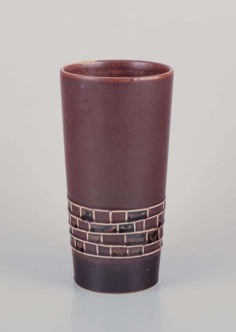Hertha Bengtsson For Rörstrand. Ceramic Vase With Glaze In Shades Of Brown. photo for sale
