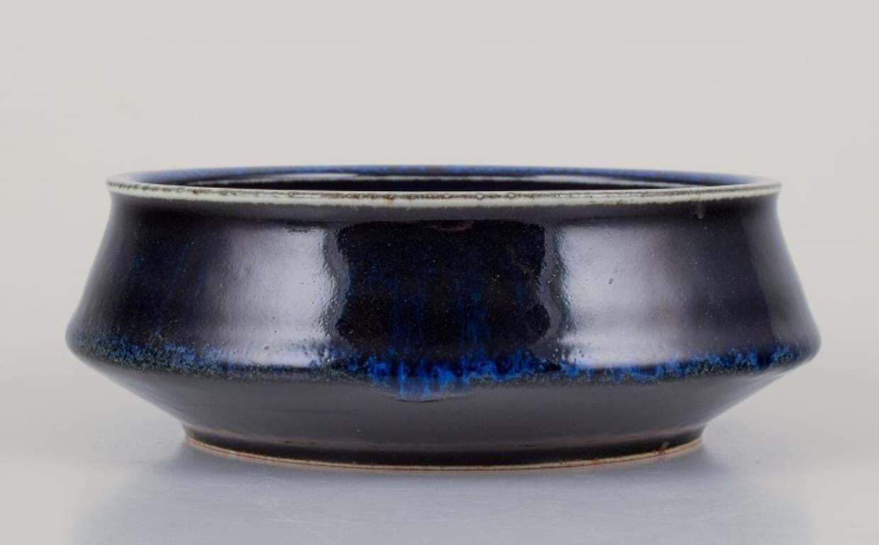Carl Harry Stålhane For Rörstrand. Ceramic Bowl With Blue Tones Glaze. photo furniture