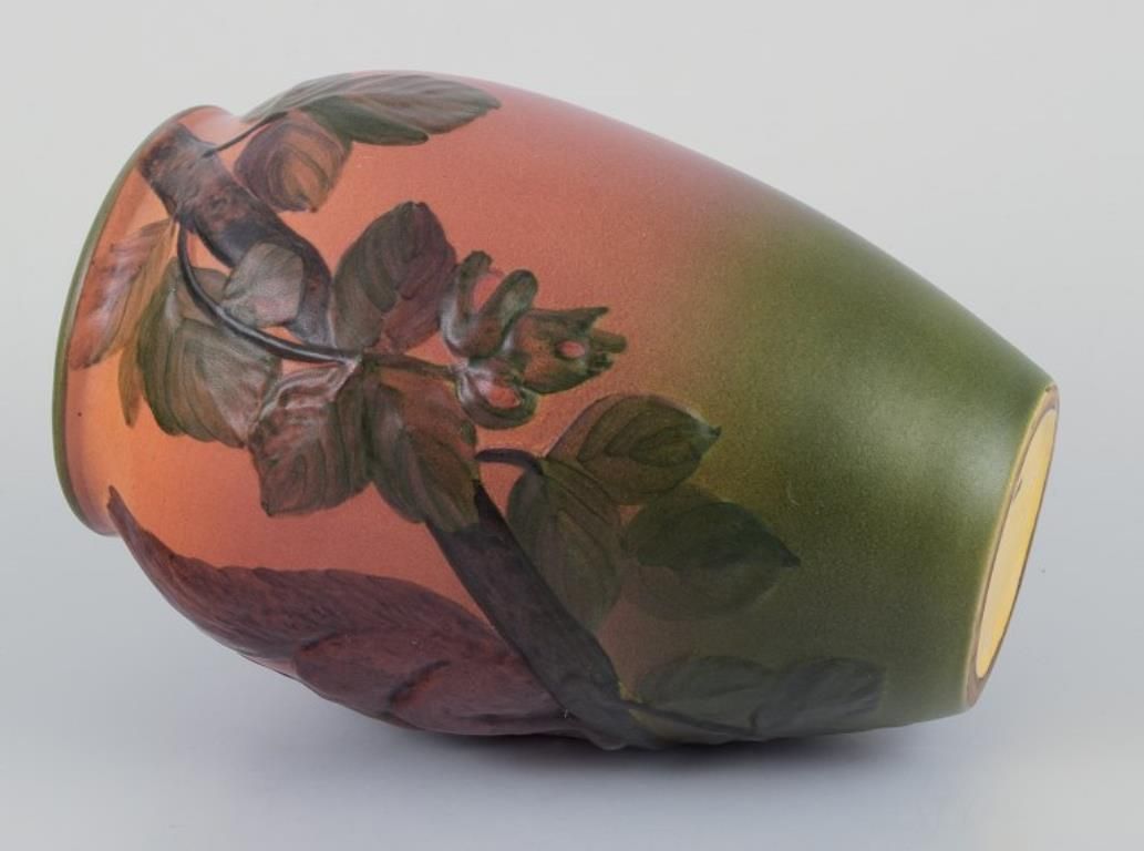 Ipsen's Denmark, Vase With Squirrel, Glazing In Orange And Green Tones. photo 241.0