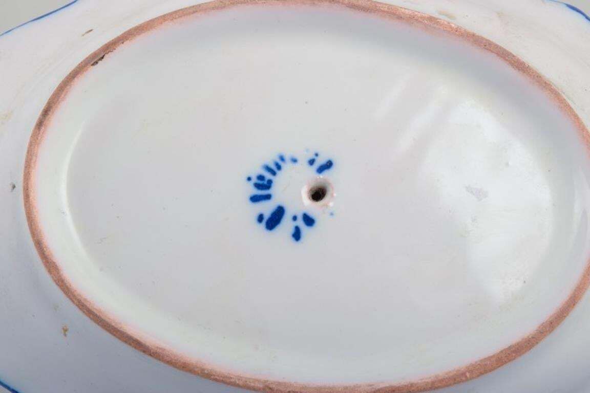 Emile Gallé For St. Clement, Nancy, France. Large Square Bowl And Sauce Boat photo vintage